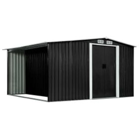 vidaXL Garden Shed with Sliding Doors Anthracite 129.7"x122.8"x70.1" Steel