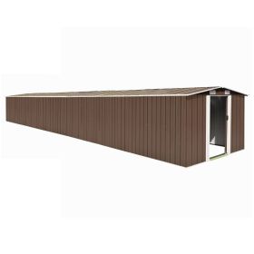 vidaXL Garden Shed Brown 101.2"x389.8"x71.3" Galvanized steel