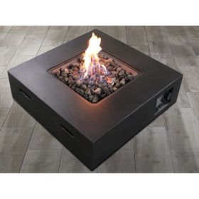 Living Source International Fiber Reinforced Concrete Propane/Natural Gas Fire Pit table (Charcoal) (Charcoal: 1, Concrete: 1)